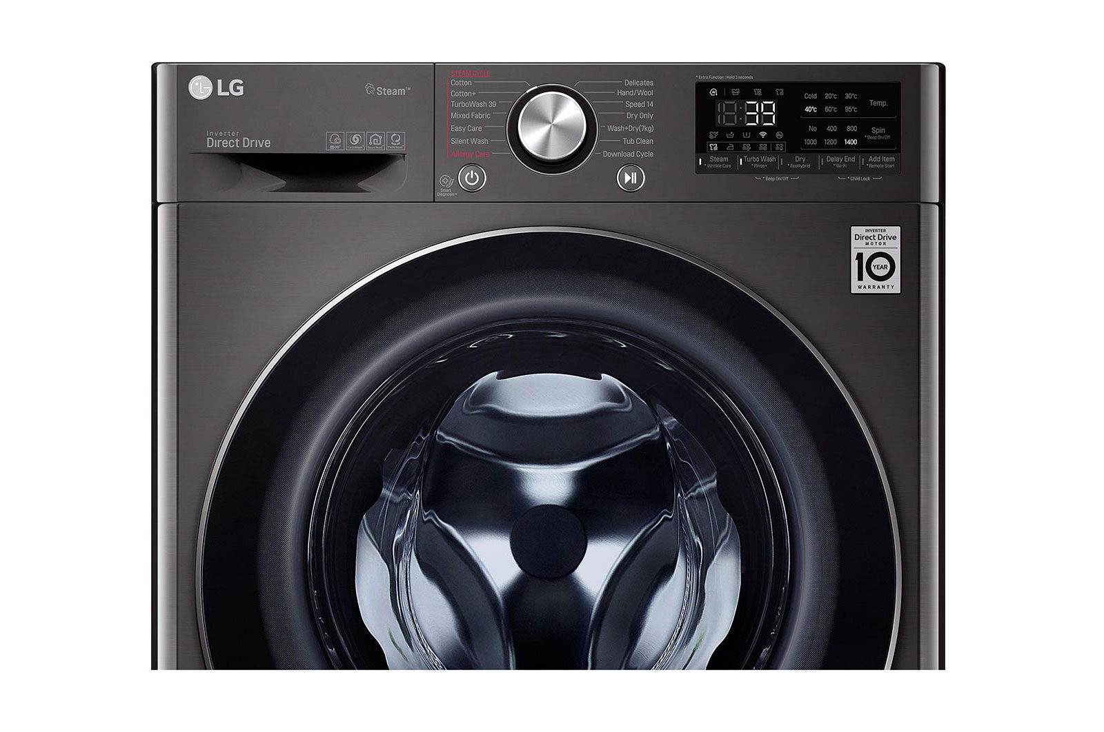 LG Front Loading Washing Machine 9KG with Dryer , Black 
