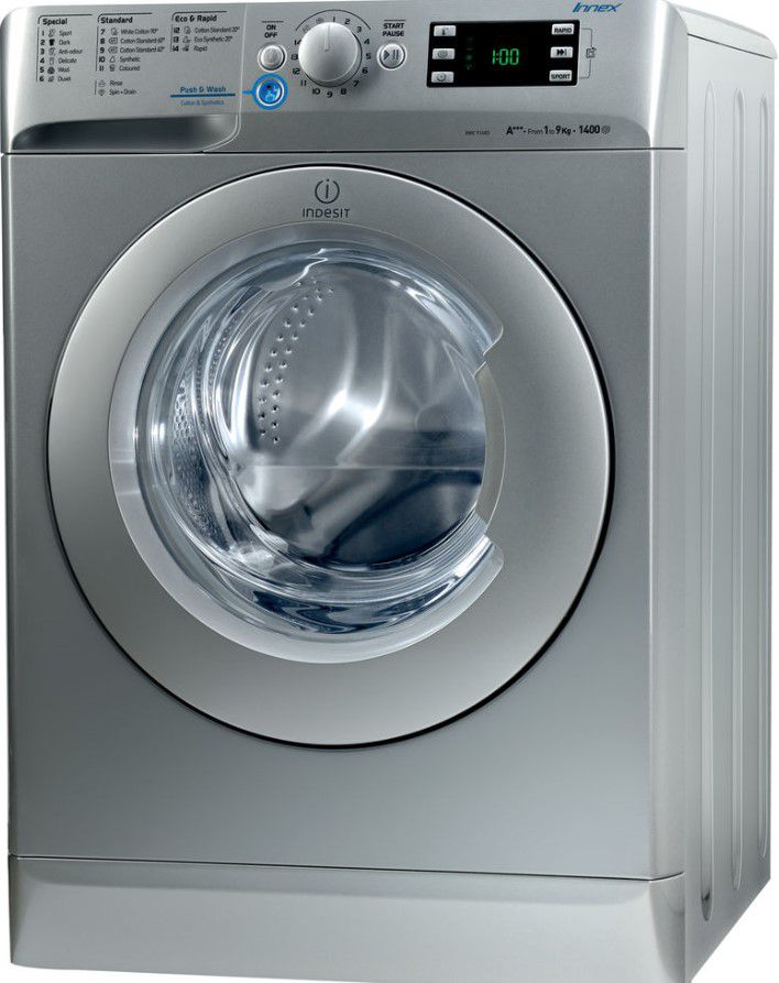 Indesit Front Loading Washing Machine 9KG with Dryer, RPM 1400, Silver