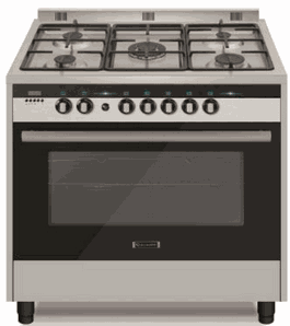Ecomatic Semi-Professional Gas Cooker, 90 cm, Digital, crystal Black ×  Stainless Steel
