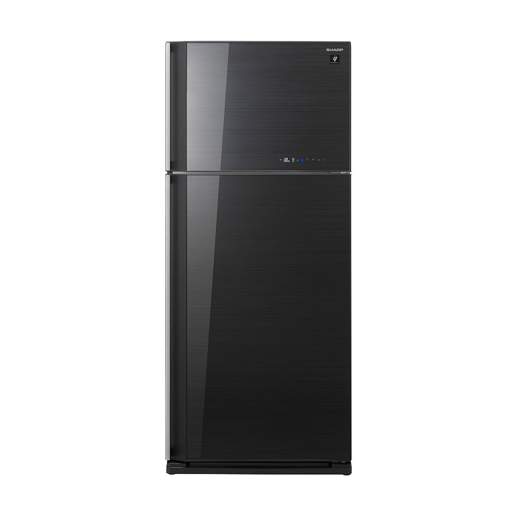 Sharp Refrigerator 18 FT, 450 L,Inverter, Digital No Frost , 2 Doors, With Plasma Cluster, Glass Door , Black , Product Shelf Life After Warranty 2 Years 