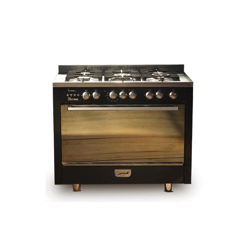 Unionaire i-Cook Pro Gas Cooker, 5 Burners, 60 * 100 CM, Without top cover, Glass × Stainless Steel