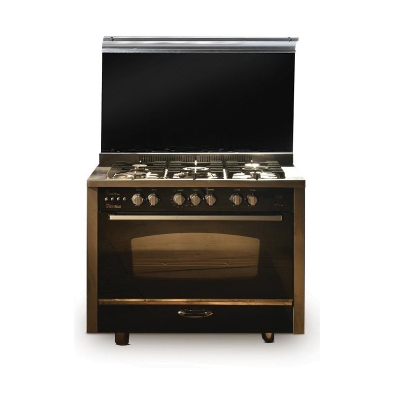 Unionaire i-Cook Pro Gas Cooker, 5 Burners, 60 * 100 CM, With top cover, Glass × Stainless Steel