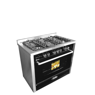Unionaire i-Cook Pro Gas Cooker, 5 Burners, 60 * 90 CM, Without top cover, Glass × Stainless Steel