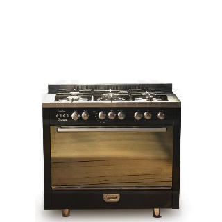 Unionaire i-Cook Pro Gas Cooker, 60*100 CM, 5 Burners, Without top cover, Black Glass × Stainless Steel