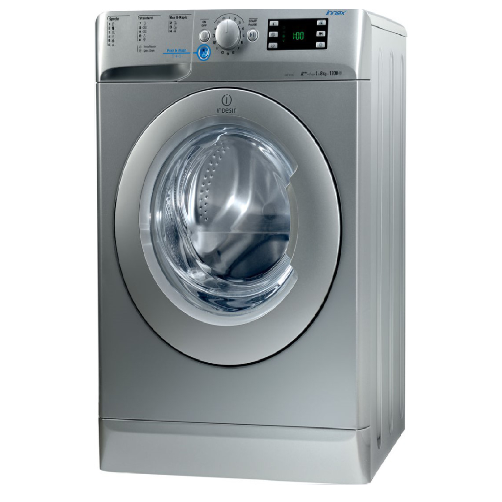 Indesit Front Loading Washing Machine, 8KG,RPM 1200, Silver