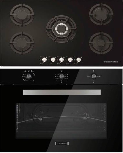 Ecomatic Built-in Set 90 cm, Gas Hob Crystal Black + Gas Oven