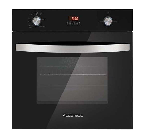 Ecomatic Built-in Gas Oven, 60 cm, Digital, Crystal Black