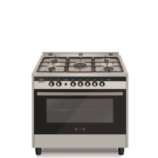 Ecomatic Semi-Professional Gas Cooker, 90 cm, Digital, crystal Black ×  Stainless Steel