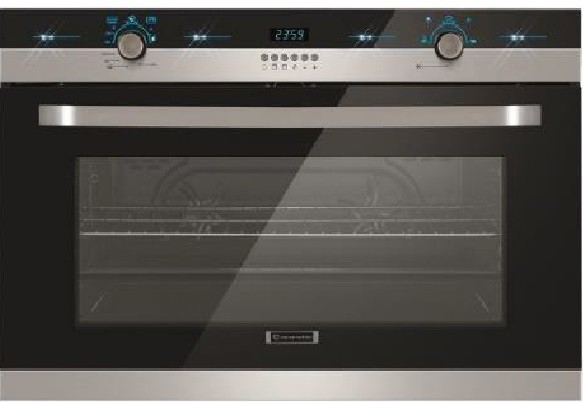 Ecomatic Built-in Gas Oven, 90 cm, Digital, Stainless Steel × Crystal Black