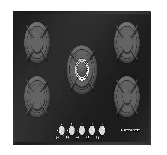 Ecomatic Infinity Gas Built-In Hob, 90 cm, Crystal Black