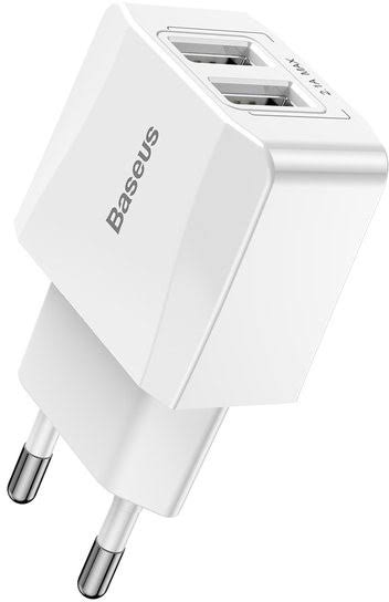Baseus Dual Home charger, Mini Design, White
