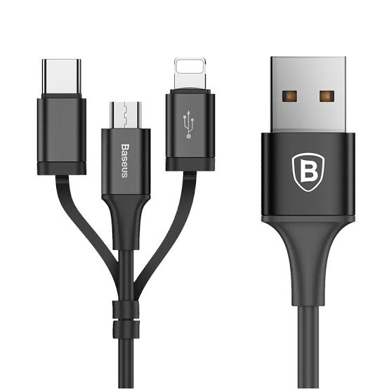 Baseus Excellent Three-in-one Cable USB For Micro/Lightning/Type-C 2A 1.2M, Black