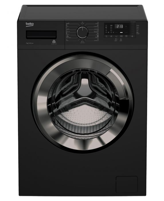 Beko Front loading washing machine 7 KG, 1000 RPM, Digital display, XL Chrome door, Black (Xpress)