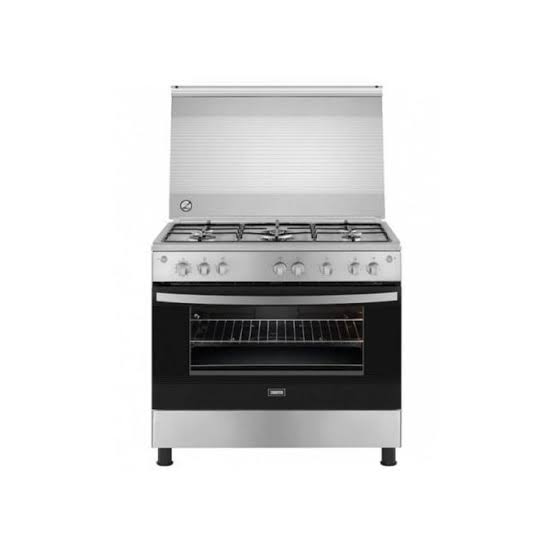 Zanussi Gas Cooker, 5 Burners, 90CM, Stainless Steel × Inox Sides