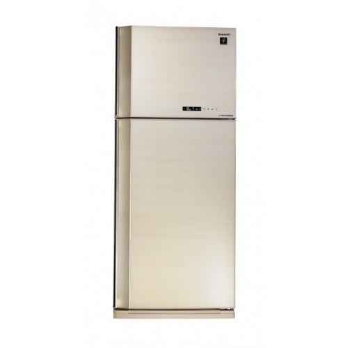 Sharp Refrigerator 18 FT, 450 L,Inverter, Digital No Frost , 2 Doors, With Plasma Cluster, Glass Door Beige Color
