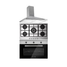 Ecomatic Built-in Set 90 cm, Gas Hob 90 cm STS + Gas Oven 90 cm STS + Pyramid Hood 90 cm STS