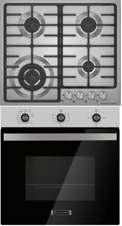 Ecomatic Built-in Set 60 cm, Gas Hob 60 cm STS + Gas Oven 60 cm Crystal Black