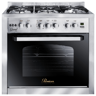 Premium Grand Chef Gas Cooker, 5 Burners, 60×90 cm, Rotating Tray