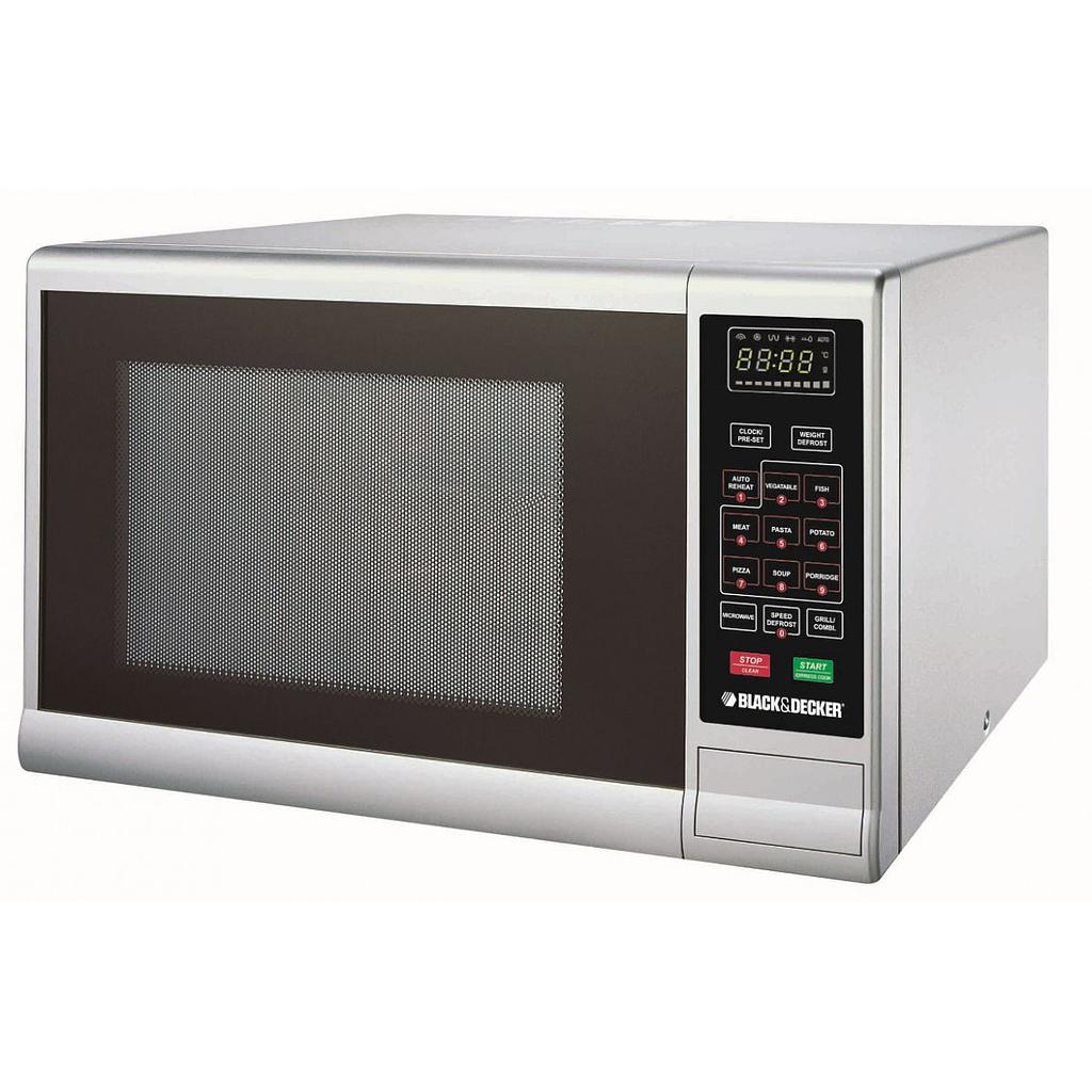Black &amp; Decker Digital Microwave Oven With Grill, 30 Liters, 1000 Watt, Silver