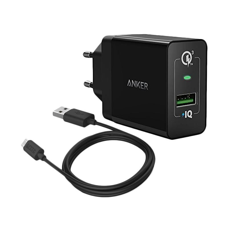 Anker Home charger Plug charger + 1 with Quick Charge 3.0 EU Black + Anker micro USB cable (3ft) Black