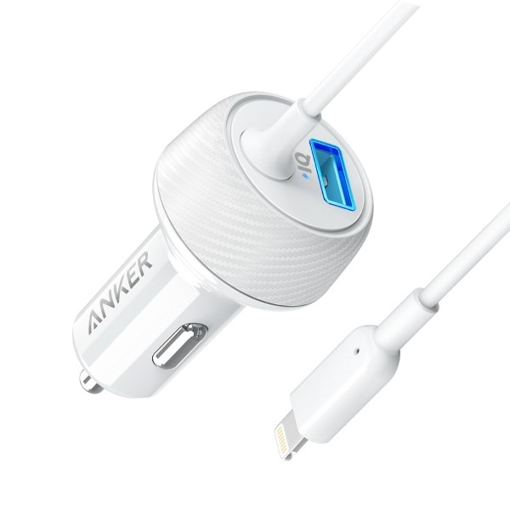 Anker car charger 2 Elite with Lightning Connector UN White